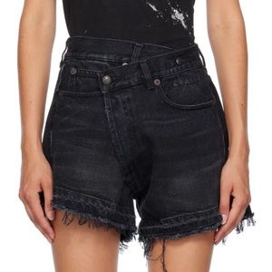 R13 Cross Over Denim Shorts in Jake Black 27